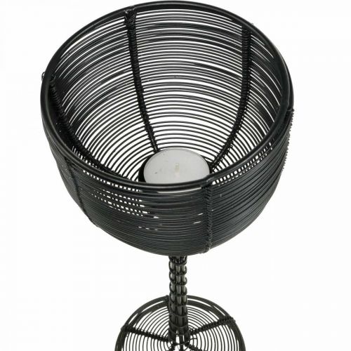 Product Tea light holder black metal decorative wine glass Ø10cm H26.5cm