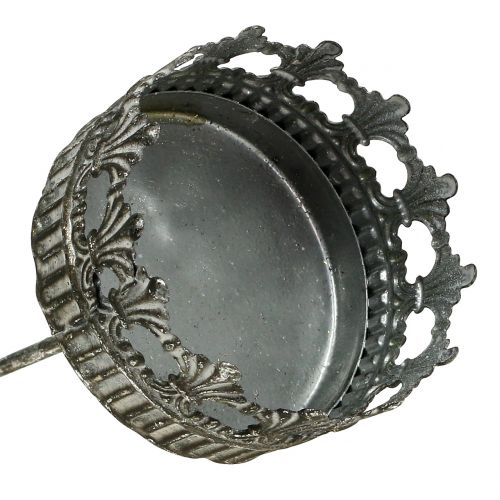 Floristik24 Candle holder silver antique Ø7cm H12cm 4pcs