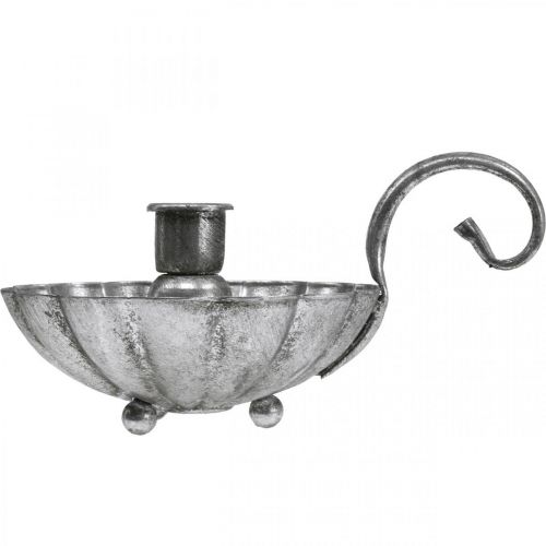 Product Candlestick silver candle bowl with handle H9.5cm