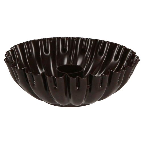 Candle holder vintage cake tin dark brown Ø11.5cm 4pcs