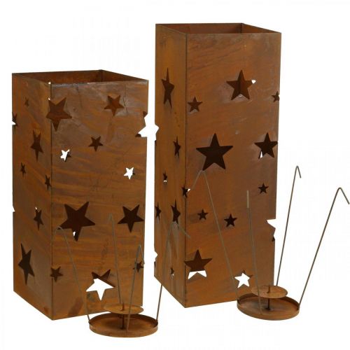 Product Candlestick Christmas patina decoration H40/50cm set of 2