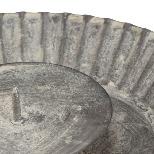 Floristik24 Candle holder as baking pan candle plate gray Ø15cm H3cm 4pcs