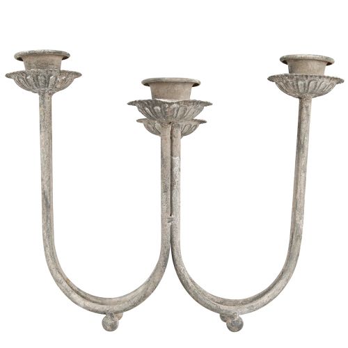 Floristik24 Candle holder for 4 taper candles grey vintage 31×23cm H25cm