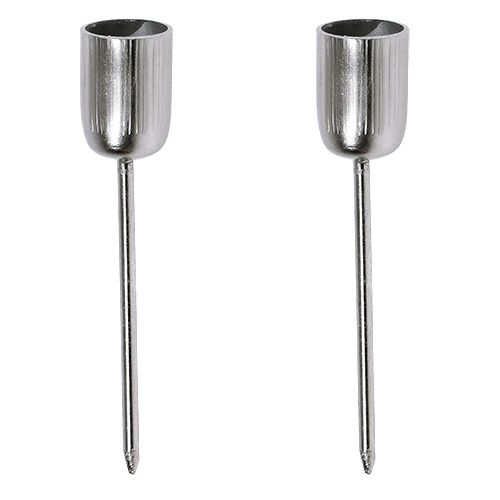 Floristik24 Candle holder for tree candle silver Ø1.2cm H7cm 8pcs