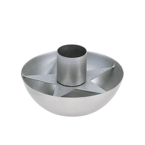 Floristik24 Candlestick for taper candle silver Ø8cm H5cm