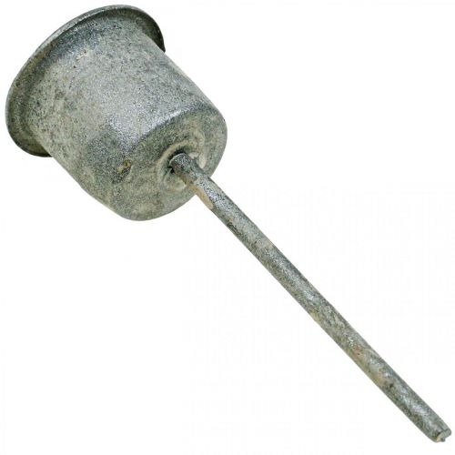 Candle holder for sticking Shabby Chic Grey Ø3cm H8.5cm 8 pcs | Floristik24.ie