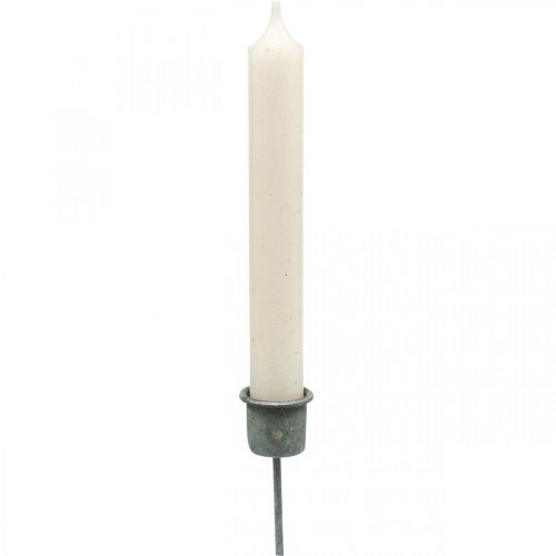 Floristik24 Candle holder for sticking Shabby Chic Grey Ø3cm H8.5cm 8 pcs