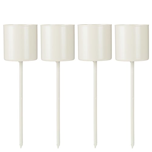 Product Candle holder for thick taper candles, metal, beige, 3.8 x 14 cm, 4 pieces