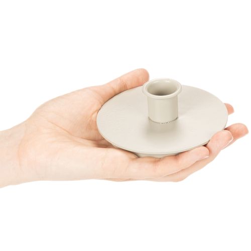 Round cream-colored candle holders for taper candles, table decoration, 10cm, 2 pieces | Floristik24.ie
