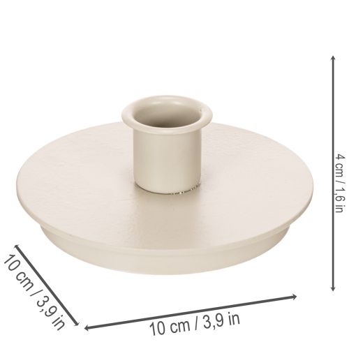 Round cream-colored candle holders for taper candles, table decoration, 10cm, 2 pieces | Floristik24.ie