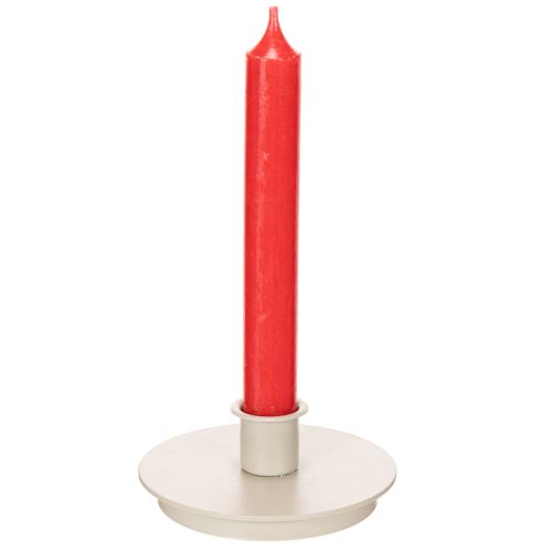 Round cream-colored candle holders for taper candles, table decoration, 10cm, 2 pieces | Floristik24.ie