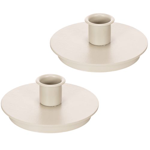 Round cream-colored candle holders for taper candles, table decoration, 10cm, 2 pieces | Floristik24.ie