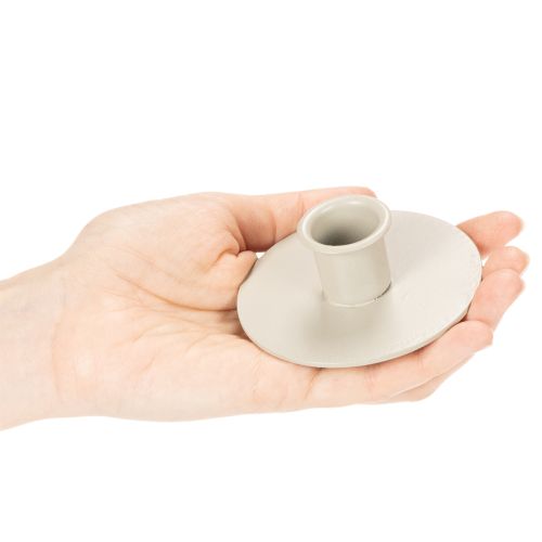 Metal candle holder in matte beige, small candlestick for taper candles, 8cm, 3 pieces | Floristik24.ie