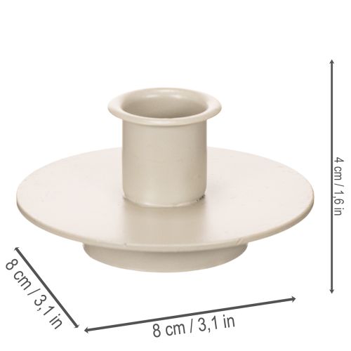 Metal candle holder in matte beige, small candlestick for taper candles, 8cm, 3 pieces | Floristik24.ie