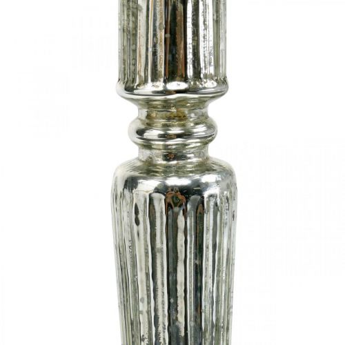 Floristik24 Lantern Glass Candlestick Antique Look Silver Ø11.5cm H42.5cm