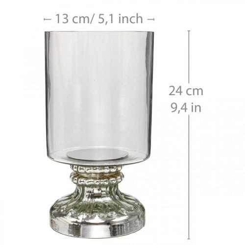 Floristik24 Lantern glass candle glass antique look silver Ø13cm H24cm