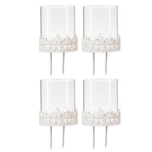 Floristik24 Candle holder with thorn tealight holder white H8cm 4 pcs