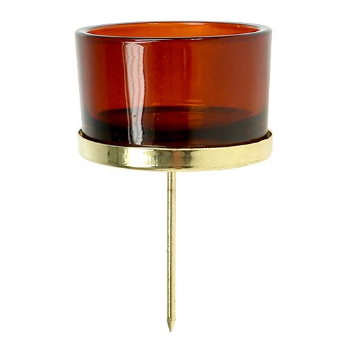 Product Candle holder with glass gold, brown 4pcs