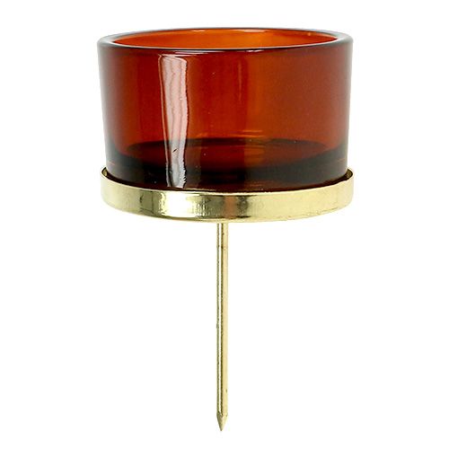 Floristik24 Candle holder with glass gold, brown 4pcs