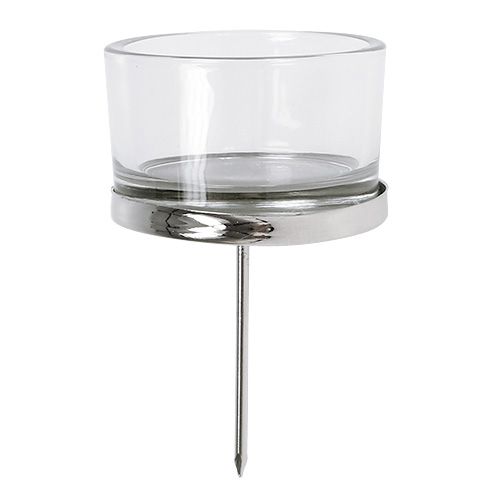 Product Candle holder with glass silver 4 pcs