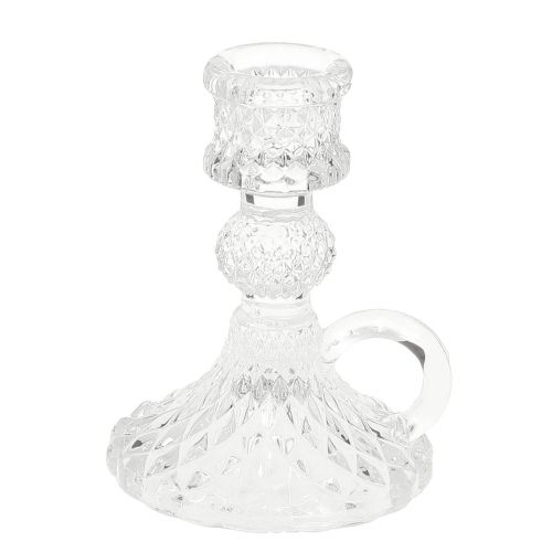 Floristik24 Candle holder with handle for taper candles glass 10.5cm clear 4pcs