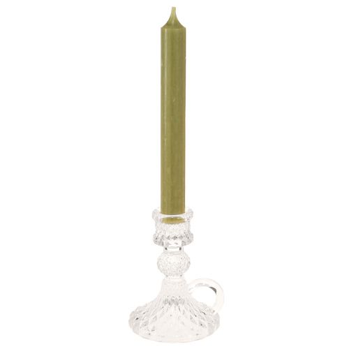 Product Candle holder with handle for taper candles glass 10.5cm clear 4pcs