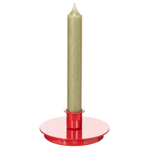 Compact red metal candle holders for 10cm taper candles, 2 pieces | Floristik24.ie