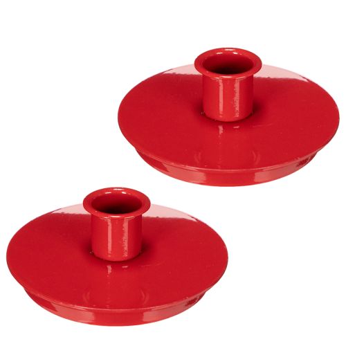 Compact red metal candle holders for 10cm taper candles, 2 pieces | Floristik24.ie