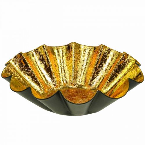 Floristik24 Tealight holder Christmas decoration baking pan black gold Ø12cm 2pcs