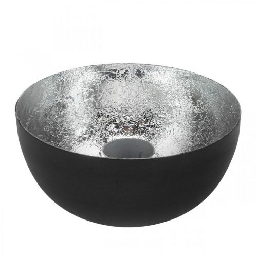 Candlestick Black Silver Stick candlestick Ø10cm H5cm