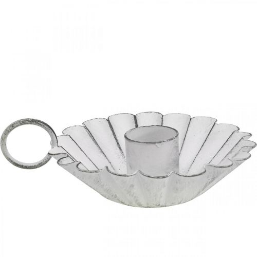 Floristik24 Candlestick Shabby Chic White Metal Deco Ø9.5cm H3cm