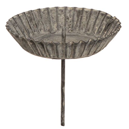 Floristik24 Candle holder for pillar candles grey Ø9.5cm 4pcs