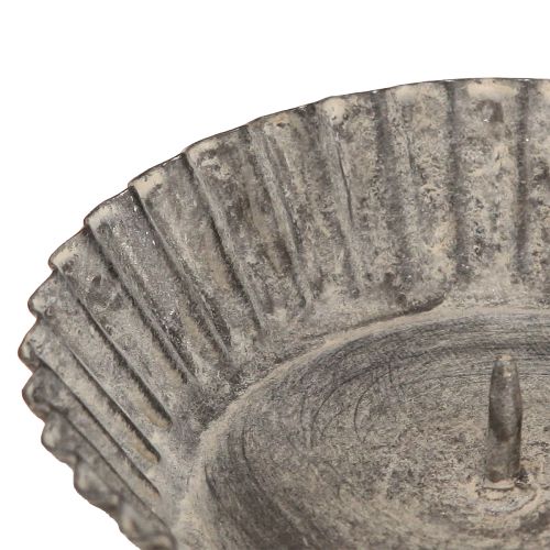 Floristik24 Candle holder for pillar candles grey Ø9.5cm 4pcs