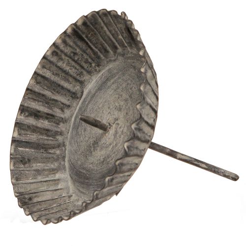 Floristik24 Candle holder for pillar candles grey Ø9.5cm 4pcs