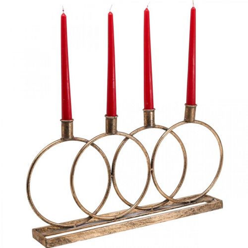 Floristik24 Candle holder stick candle holder vintage 4-flame golden L45cm