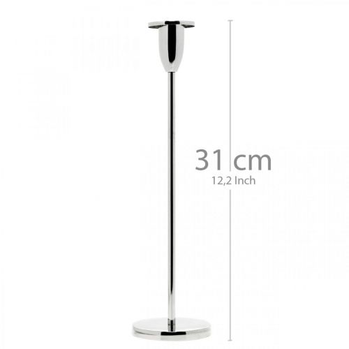 Product Candlestick silver metal decoration candlestick for stick candles H31cm