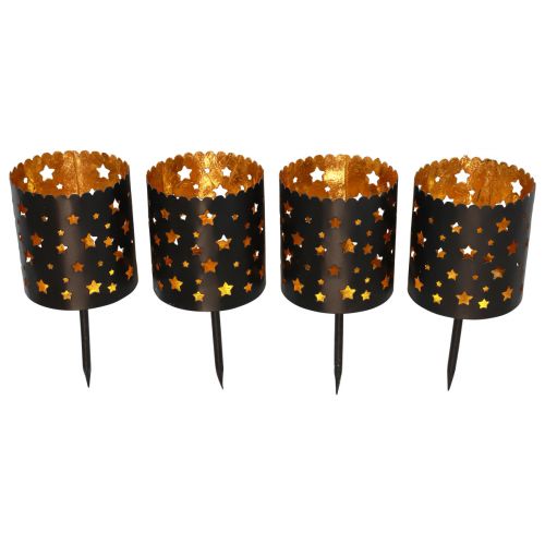 Floristik24 Candle holder advent wreath to stick black gold Ø6cm 4pcs