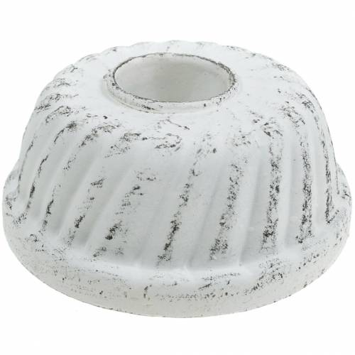 Candle holder Bundt cake baking pan Shabby Chic White Ø7.2cm H3cm 2pcs