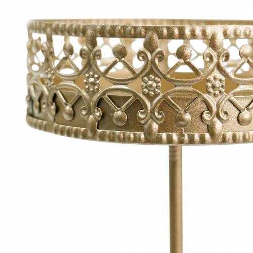 Product Filigree candle holder for sticking Golden Ø6.4cm H12.5cm 4 pcs Antique look
