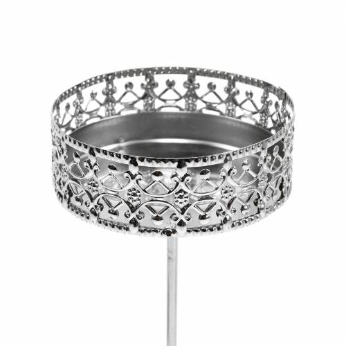 Floristik24 Floral Candle Holders Silver Ø7.4cm H12.5cm Antique Look 4 pcs