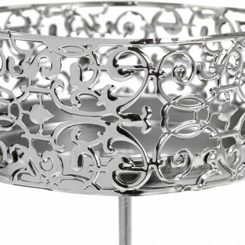 Product Floral Candle Holders for Sticking Silver Ø8.8cm H13.7cm 4 pcs Antique Look