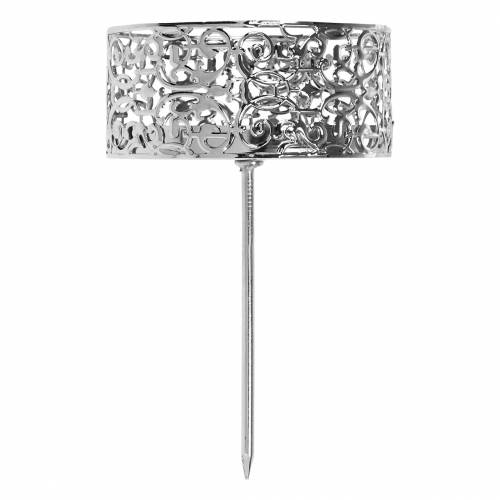 Product Floral Candle Holders for Sticking Silver Ø8.8cm H13.7cm 4 pcs Antique Look