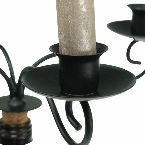 Floristik24 Candlestick for bottle four-armed black Ø28cm