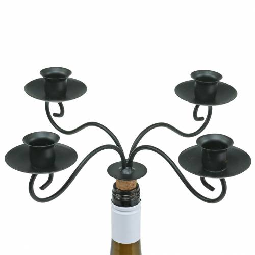 Floristik24 Candlestick for bottle four-armed black Ø28cm