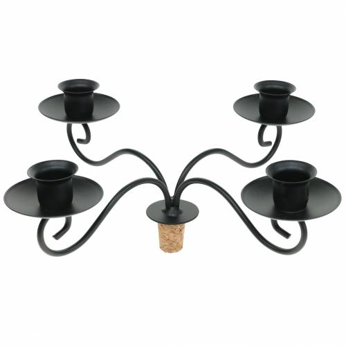 Floristik24 Candlestick for bottle four-armed black Ø28cm