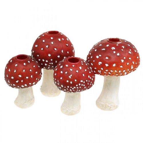 Floristik24 Toadstool candle holder red, white For 4 stick candles 28.5 × 17 × 16cm