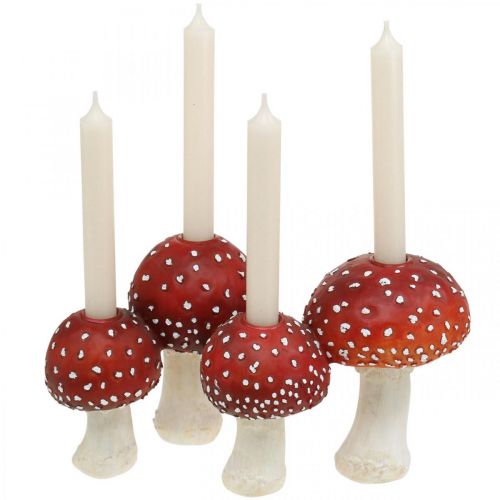Floristik24 Toadstool candle holder red, white For 4 stick candles 28.5 × 17 × 16cm