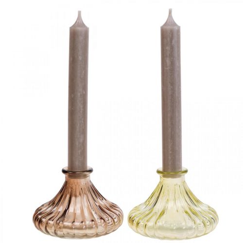 Floristik24 Candlestick Glass Candlestick Glass Ø10.5cm H7cm 4pcs