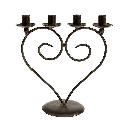 Heart shaped candle holder brown H17cm W16cm