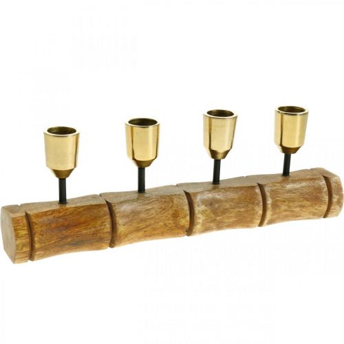 Product Candle holder made of metal, mango wood, bamboo look L29.5cm Ø2.2cm